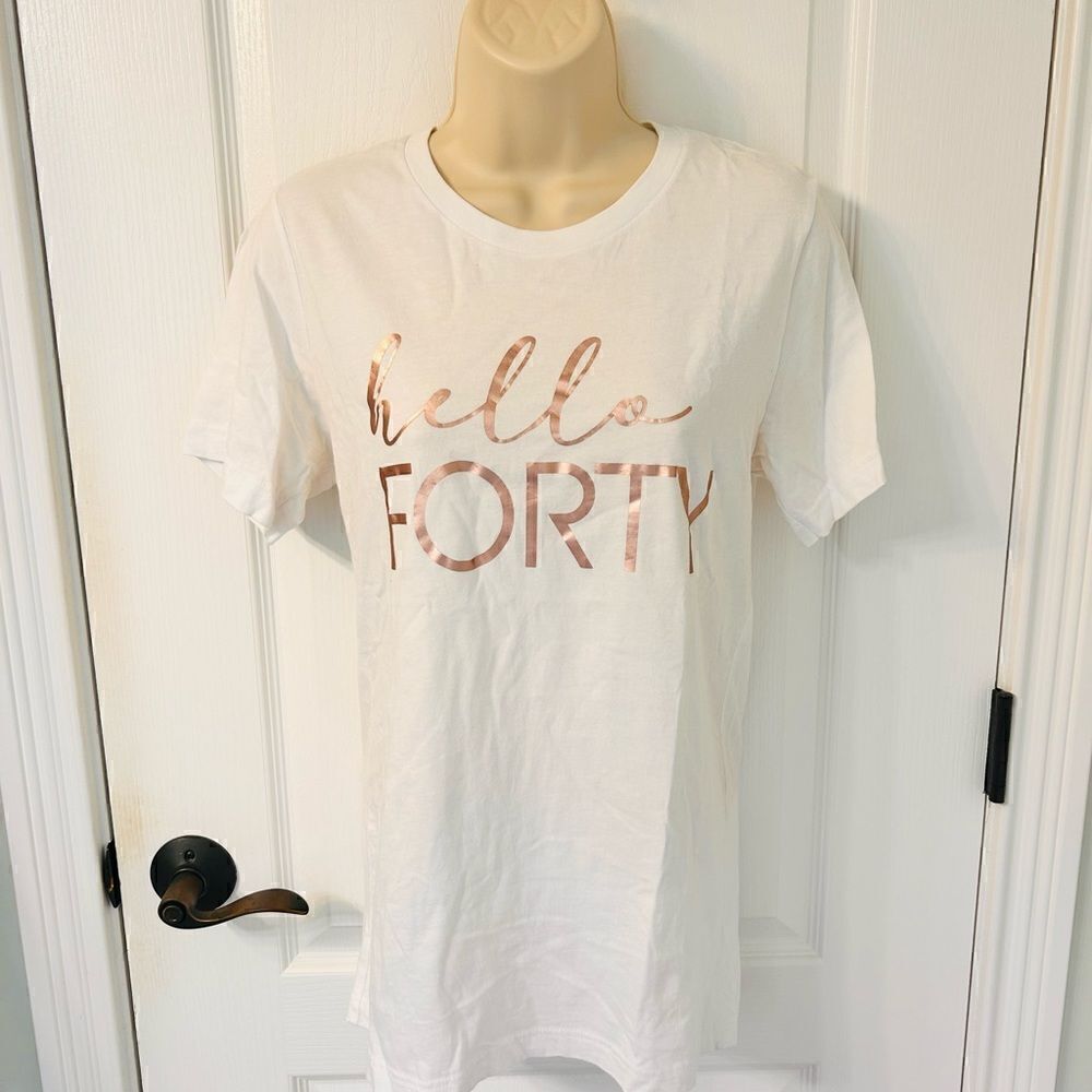 Hello Forty White and Rose Gold Shirt Top! ❤️